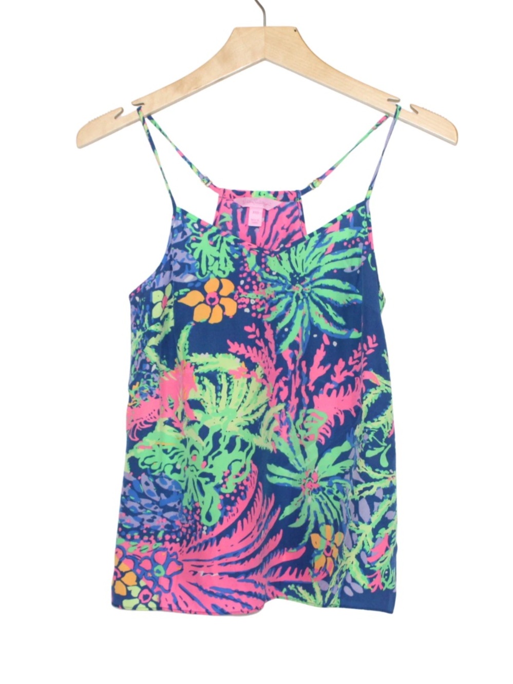 Lilly Pulitzer women's tank top size XXS colorful 100% silk racerback flowy